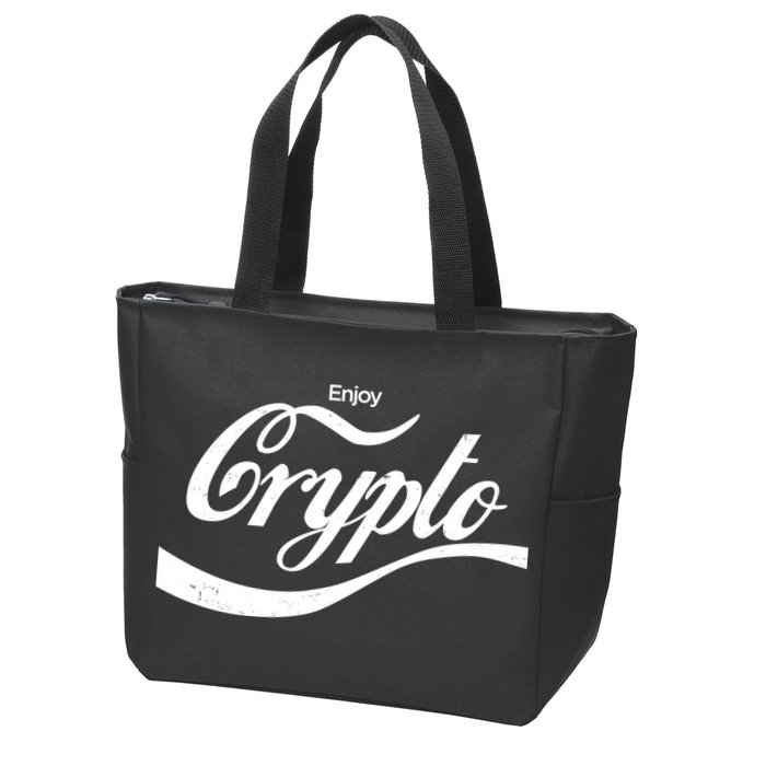 Funny Enjoy Crypto Cola Logo Zip Tote Bag