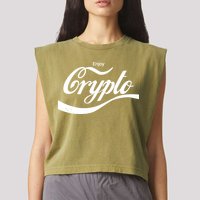 Funny Enjoy Crypto Cola Logo Garment-Dyed Women's Muscle Tee