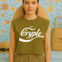 Funny Enjoy Crypto Cola Logo Garment-Dyed Women's Muscle Tee