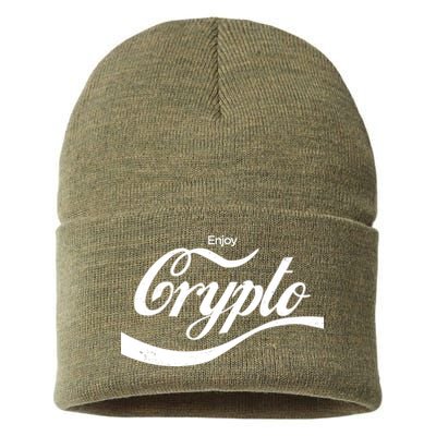 Funny Enjoy Crypto Cola Logo Sustainable Knit Beanie