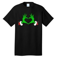 Funny Elf Cute Heart Hands Style Family Christmas Pajamas Tall T-Shirt