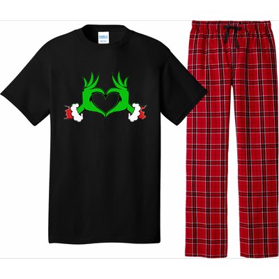 Funny Elf Cute Heart Hands Style Family Christmas Pajamas Pajama Set