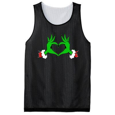 Funny Elf Cute Heart Hands Style Family Christmas Pajamas Mesh Reversible Basketball Jersey Tank