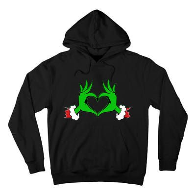 Funny Elf Cute Heart Hands Style Family Christmas Pajamas Tall Hoodie