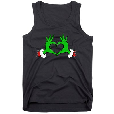 Funny Elf Cute Heart Hands Style Family Christmas Pajamas Tank Top