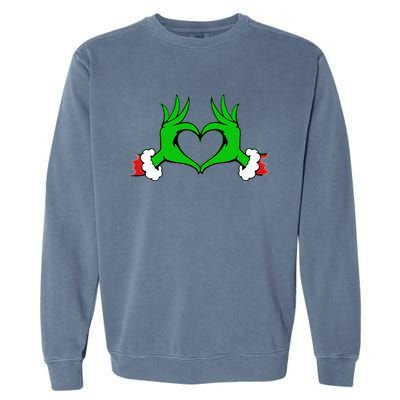 Funny Elf Cute Heart Hands Style Family Christmas Pajamas Garment-Dyed Sweatshirt