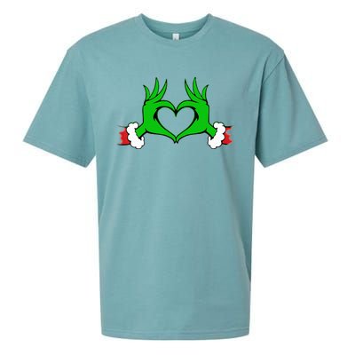 Funny Elf Cute Heart Hands Style Family Christmas Pajamas Sueded Cloud Jersey T-Shirt