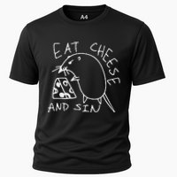 Funny Eat Cheese And Sin Novelty Street Cooling Performance Crew T-Shirt