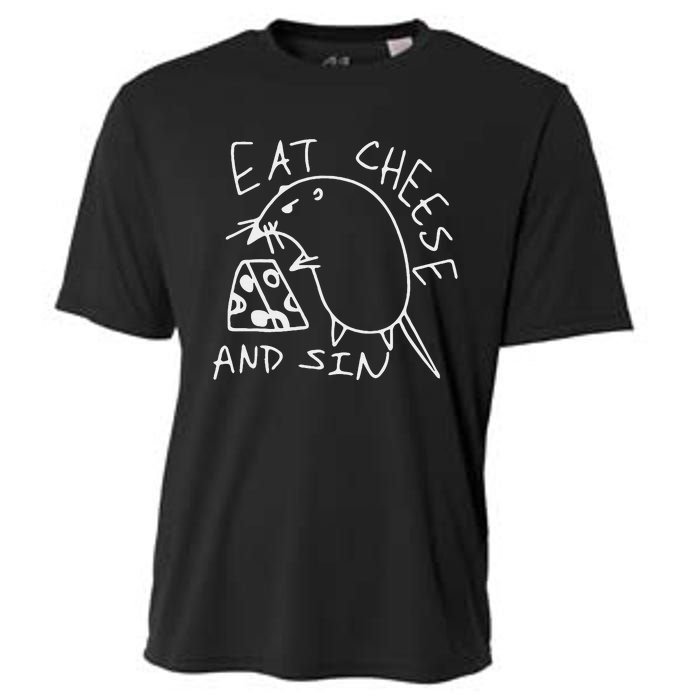 Funny Eat Cheese And Sin Novelty Street Cooling Performance Crew T-Shirt