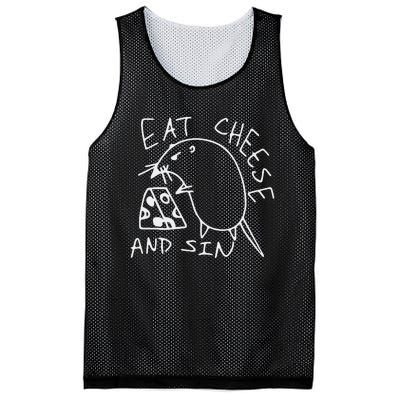 Funny Eat Cheese And Sin Novelty Street Mesh Reversible Basketball Jersey Tank