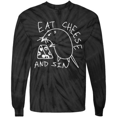 Funny Eat Cheese And Sin Novelty Street Tie-Dye Long Sleeve Shirt