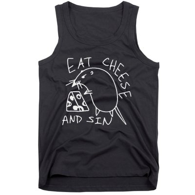 Funny Eat Cheese And Sin Novelty Street Tank Top