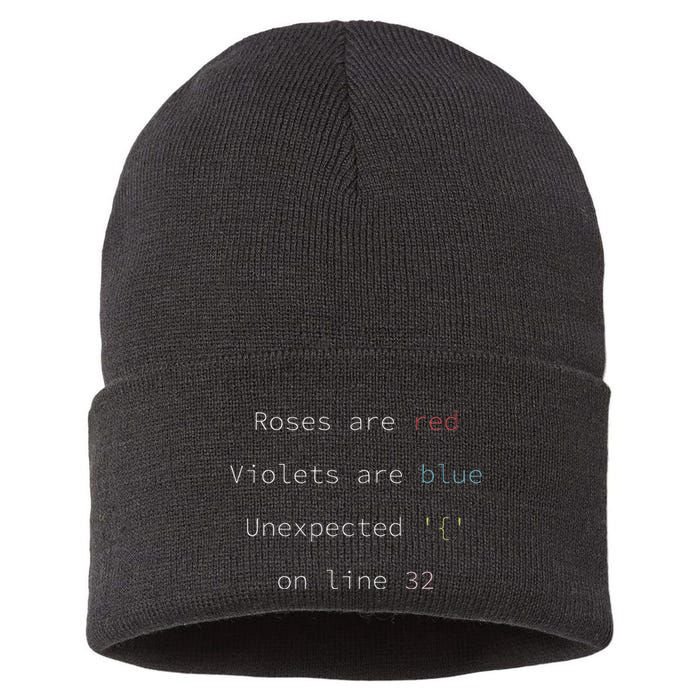 Funny Error Code Software Developer Programmer Engineer Sustainable Knit Beanie