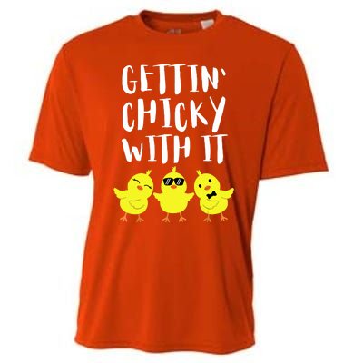 Funny Easter Chick Gettin Chicky With It Men Women Cooling Performance Crew T-Shirt