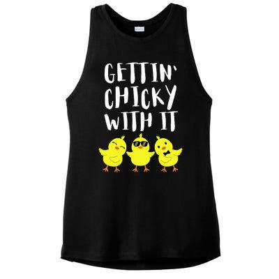 Funny Easter Chick Gettin Chicky With It Men Women Ladies PosiCharge Tri-Blend Wicking Tank