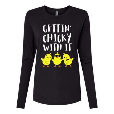 Funny Easter Chick Gettin Chicky With It Men Women Womens Cotton Relaxed Long Sleeve T-Shirt