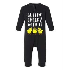 Funny Easter Chick Gettin Chicky With It Men Women Infant Fleece One Piece