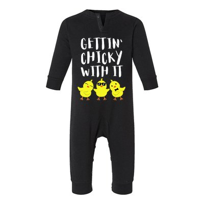 Funny Easter Chick Gettin Chicky With It Men Women Infant Fleece One Piece