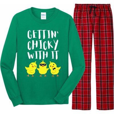 Funny Easter Chick Gettin Chicky With It Men Women Long Sleeve Pajama Set