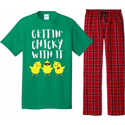 Funny Easter Chick Gettin Chicky With It Men Women Pajama Set