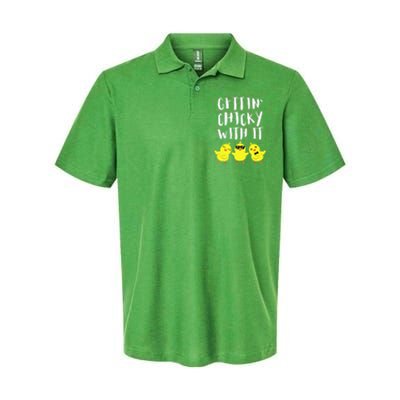 Funny Easter Chick Gettin Chicky With It Men Women Softstyle Adult Sport Polo