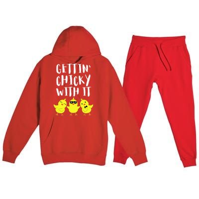 Funny Easter Chick Gettin Chicky With It Men Women Premium Hooded Sweatsuit Set