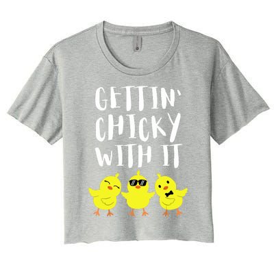 Funny Easter Chick Gettin Chicky With It Men Women Women's Crop Top Tee