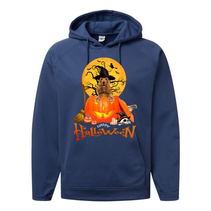 Funny English Cocker Spaniel Dog Dog Spooky Halloween Performance Fleece Hoodie