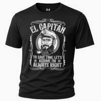 Funny El Capitan Is Always Right Pontoon Boat Captain Gift Cooling Performance Crew T-Shirt