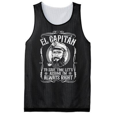 Funny El Capitan Is Always Right Pontoon Boat Captain Gift Mesh Reversible Basketball Jersey Tank