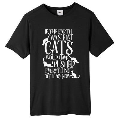 Flat Earth Cat Theory Graphic Funny Earth Day Tall Fusion ChromaSoft Performance T-Shirt