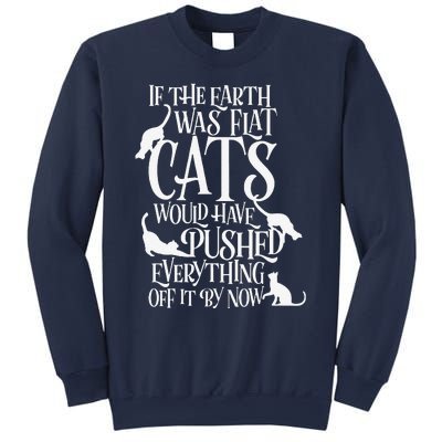 Flat Earth Cat Theory Graphic Funny Earth Day Sweatshirt