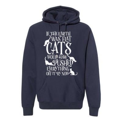 Flat Earth Cat Theory Graphic Funny Earth Day Premium Hoodie