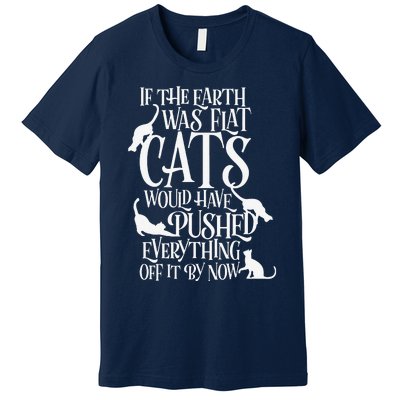 Flat Earth Cat Theory Graphic Funny Earth Day Premium T-Shirt