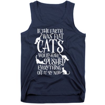 Flat Earth Cat Theory Graphic Funny Earth Day Tank Top