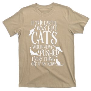 Flat Earth Cat Theory Graphic Funny Earth Day T-Shirt