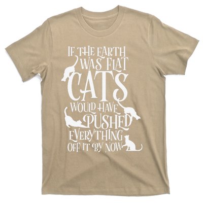 Flat Earth Cat Theory Graphic Funny Earth Day T-Shirt