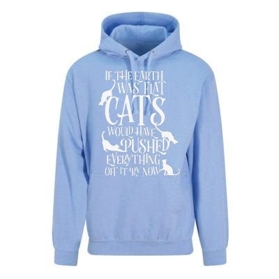 Flat Earth Cat Theory Graphic Funny Earth Day Unisex Surf Hoodie