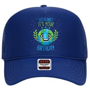 Funny Earth Day Planet Birthday Green Blue World Gift High Crown Mesh Back Trucker Hat