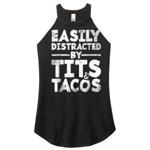 Funny Easily Distracted By Tits And Tacos Gift Adult Humor Gift Women's Perfect Tri Rocker Tank