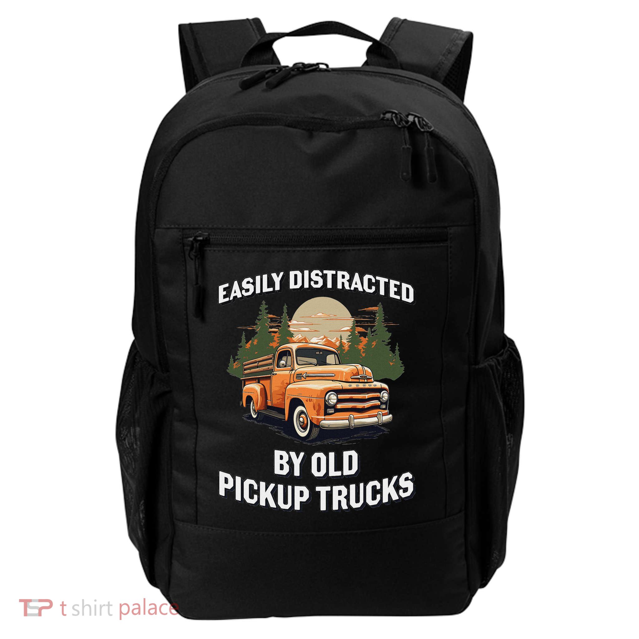 Funny Easily Distracted By Old Pickup Trucks Classic Car Daily Commute Backpack