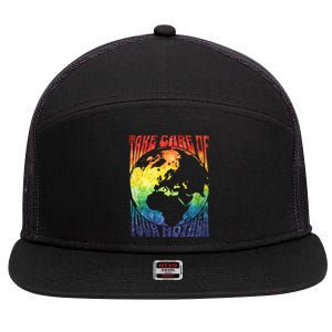 Fun Earth Day Mother's Day Respect The Earth And Your Mother Gift 7 Panel Mesh Trucker Snapback Hat