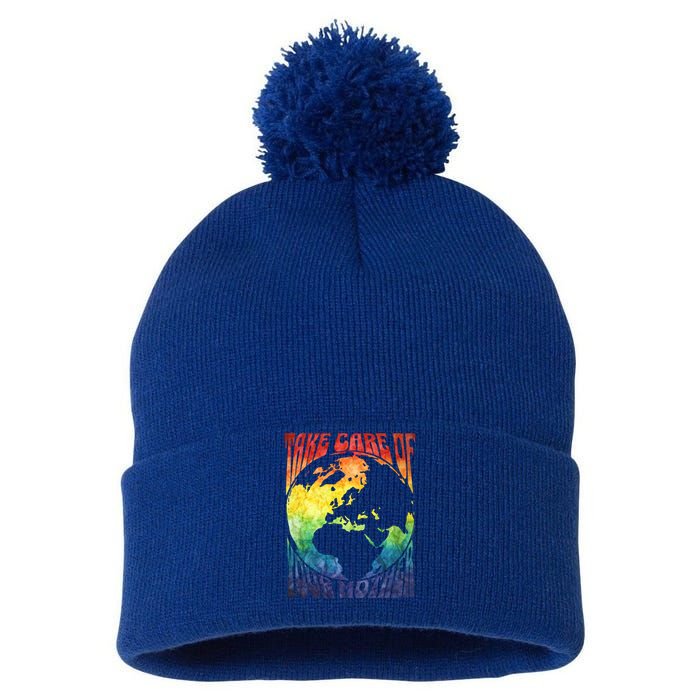 Fun Earth Day Mother's Day Respect The Earth And Your Mother Gift Pom Pom 12in Knit Beanie