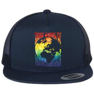 Fun Earth Day Mother's Day Respect The Earth And Your Mother Gift Flat Bill Trucker Hat