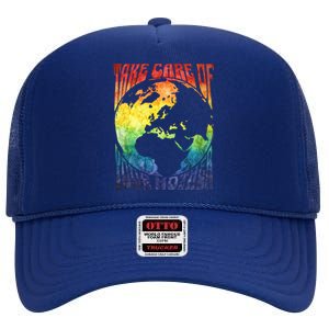 Fun Earth Day Mother's Day Respect The Earth And Your Mother Gift High Crown Mesh Back Trucker Hat