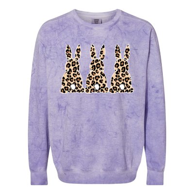 Funny Easter Day Bunny Rabbit Leopard Teacher Easter Gift Colorblast Crewneck Sweatshirt