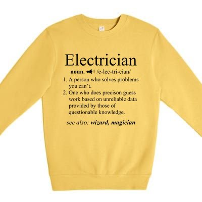 Funny Electrician Definition Electrical Engineer Gift Premium Crewneck Sweatshirt