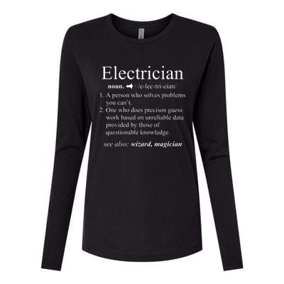 Funny Electrician Definition Electrical Engineer Gift Womens Cotton Relaxed Long Sleeve T-Shirt