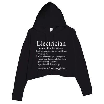 Funny Electrician Definition Electrical Engineer Gift Crop Fleece Hoodie