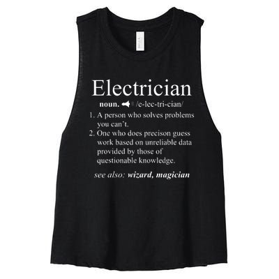 Funny Electrician Definition Electrical Engineer Gift Women's Racerback Cropped Tank